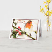 Vrolijk Kerstfeest Vogel Kaart (Gele Bloem)