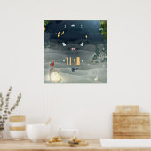 Vrolijk kerstfeest_vogel poster (Keuken)