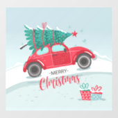 Vrolijk kerstfeest, Volkswagen en kerstboom  Raamsticker (Vel)