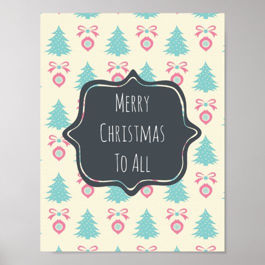 Vrolijk kerstfeest voor alle kerstpatronen poster (Voorkant)