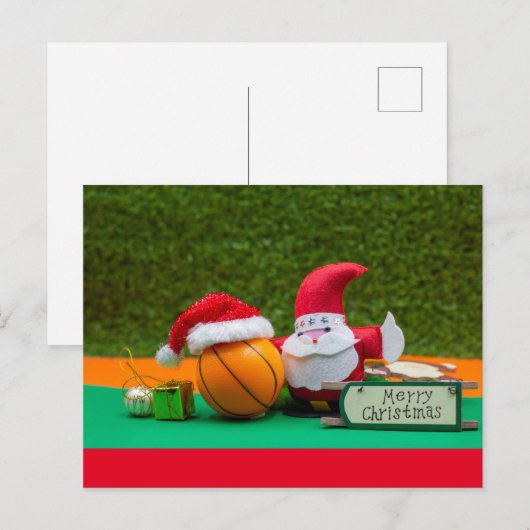 Vrolijk kerstfeest voor basketbalspeler met de ker briefkaart (Voorkant / Achterkant)