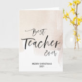 Vrolijk kerstfeest voor beste leraar in alle talen kaart (Gele Bloem)