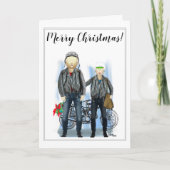 Vrolijk Kerstfeest voor Biker Paar Kaart (Voorkant)