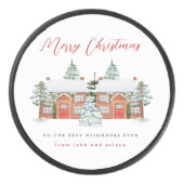 Vrolijk kerstfeest voor de beste buren hockey puck (Voorkant)