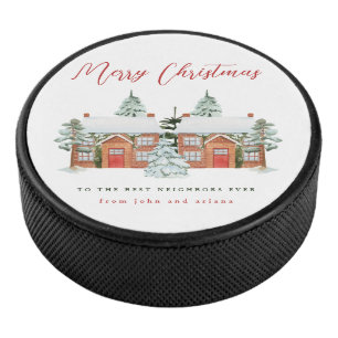 Vrolijk kerstfeest voor de beste buren hockey puck