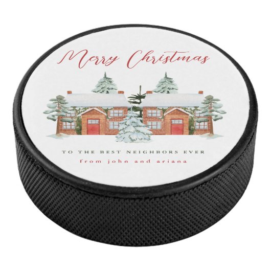 Vrolijk kerstfeest voor de beste buren hockey puck (3/4)