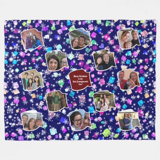 Vrolijk kerstfeest voor de beste grootouders 12 fo fleece deken (Voorkant (Horizontaal))