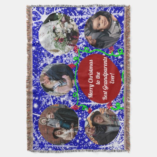 Vrolijk kerstfeest voor de beste grootouders, 5 fo deken (Voorkant Verticaal)