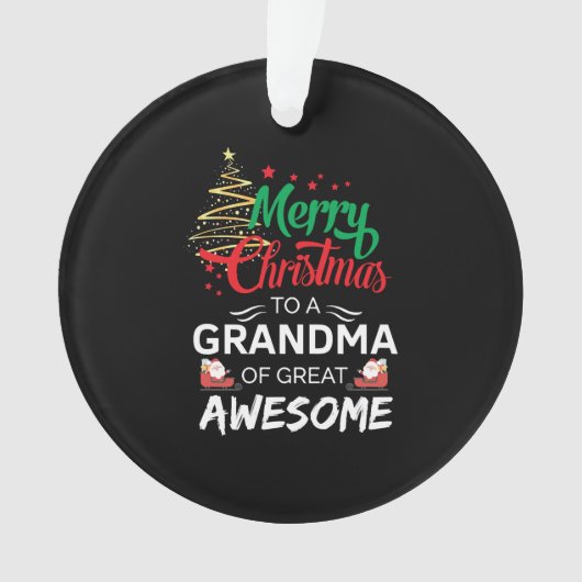 Vrolijk kerstfeest voor een grootmoeder van groot  ornament (voorkant)
