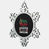Vrolijk kerstfeest voor een grootmoeder van groot tin sneeuwvlok ornament (Rechts)