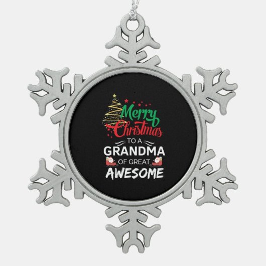Vrolijk kerstfeest voor een grootmoeder van groot tin sneeuwvlok ornament (Voorkant)