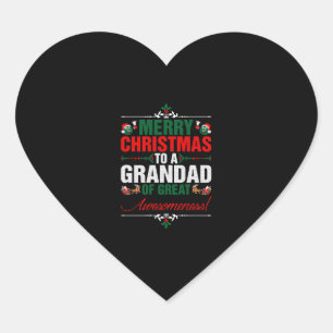 Vrolijk kerstfeest voor een grootvader van grote o hart sticker