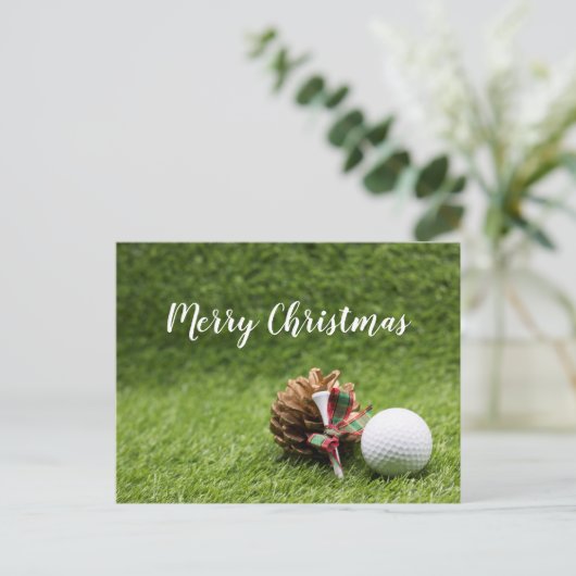 Vrolijk kerstfeest voor golfer met golfbal Kaart (Staand voorkant)