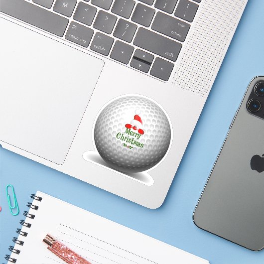 Vrolijk kerstfeest voor golfers van de kerstman sticker (Laptop met iPhone)