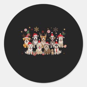Vrolijk Kerstfeest voor Hond Woofmas Retro Rendier Ronde Sticker