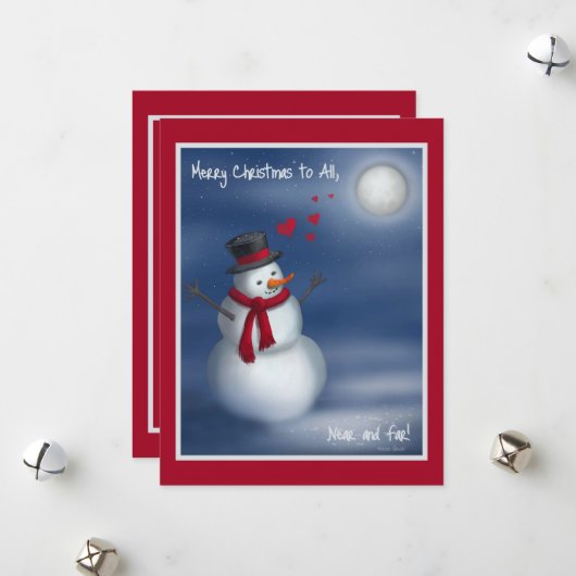 Vrolijk kerstfeest voor iedereen, dichtbij en ver! feestdagenkaart (Voorkant / Achterkant in situ)