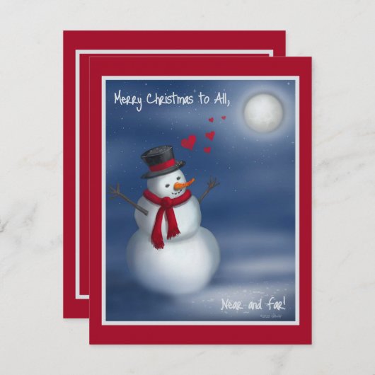 Vrolijk kerstfeest voor iedereen, dichtbij en ver! feestdagenkaart (Voorkant / Achterkant)