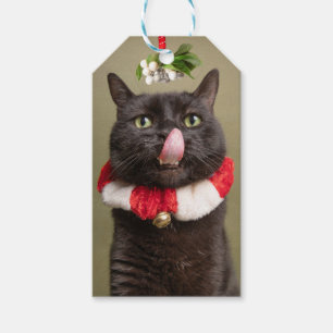 Vrolijk kerstfeest voor iedereen die onder de mist cadeaulabel