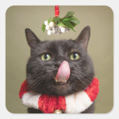 Vrolijk kerstfeest voor iedereen die onder de mist vierkante sticker (Voorkant)