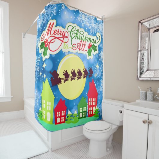 Vrolijk kerstfeest voor iedereen douchegordijn (In situ)