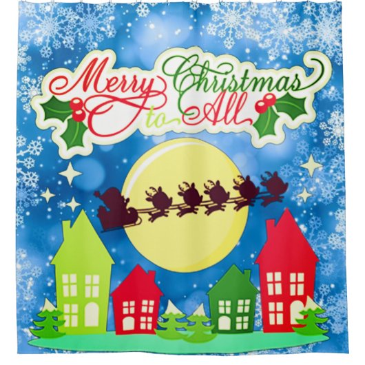 Vrolijk kerstfeest voor iedereen douchegordijn (Voorkant)