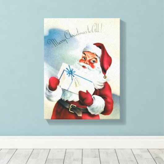 Vrolijk kerstfeest voor iedereen ( kerstman) canvas afdruk (Insitu (Houten vloer))