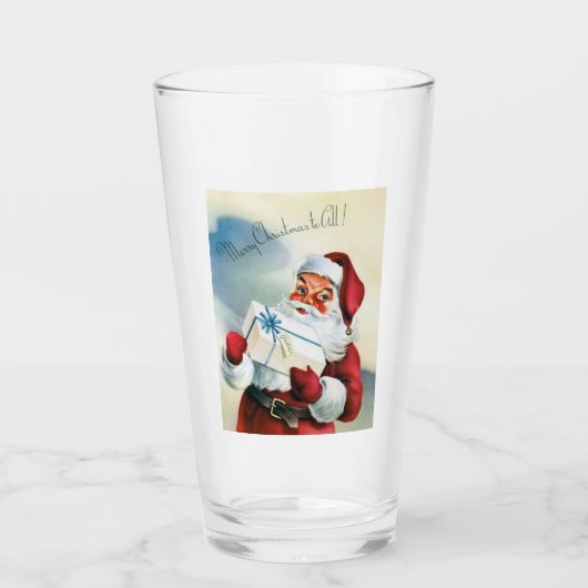 Vrolijk kerstfeest voor iedereen ( kerstman) glas (Voorkant)