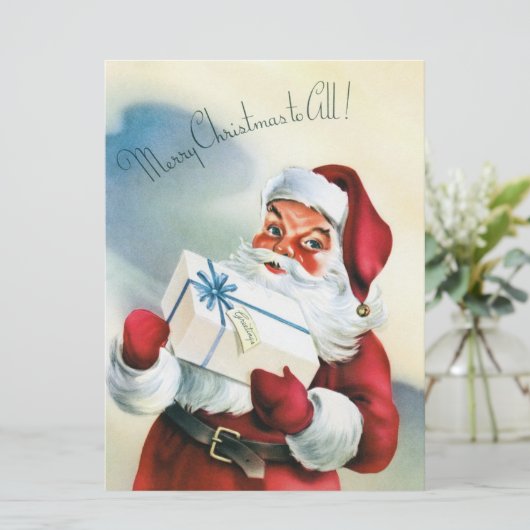 Vrolijk kerstfeest voor iedereen ( kerstman) kaart (Staand voorkant)