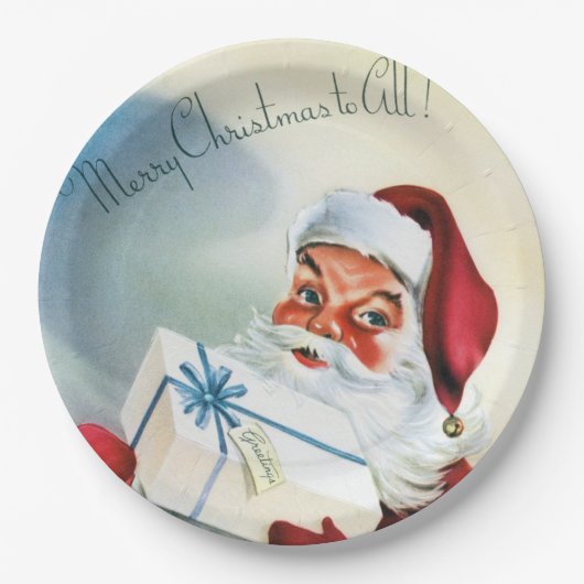 Vrolijk kerstfeest voor iedereen ( kerstman) papieren bordje (Voorkant)