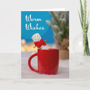 Vrolijk kerstfeest voor iedereen Marshmallow Sneeu Feestdagen Kaart