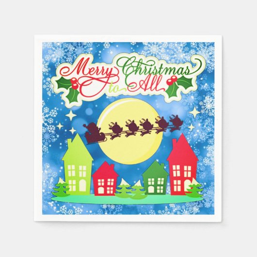 Vrolijk kerstfeest voor iedereen servetten (Voorkant)