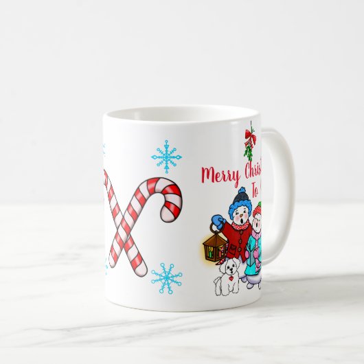 'Vrolijk kerstfeest voor je' Caroling Snowmen Mok (Voorkant rechts)