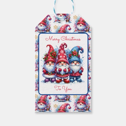 Vrolijk kerstfeest voor jou | Holiday Gnomes Cadeaulabel (Voorkant)