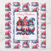 Vrolijk kerstfeest voor jou | Holiday Gnomes Wijn Etiket (Enkel label)
