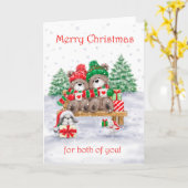 Vrolijk kerstfeest voor jullie beiden, Beer paar Kaart (Gele Bloem)