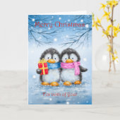 Vrolijk kerstfeest voor jullie beiden, pinguïnkopp kaart (Gele Bloem)