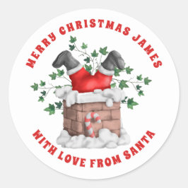 Vrolijk kerstfeest voor kind uit Santa Chimney Ronde Sticker