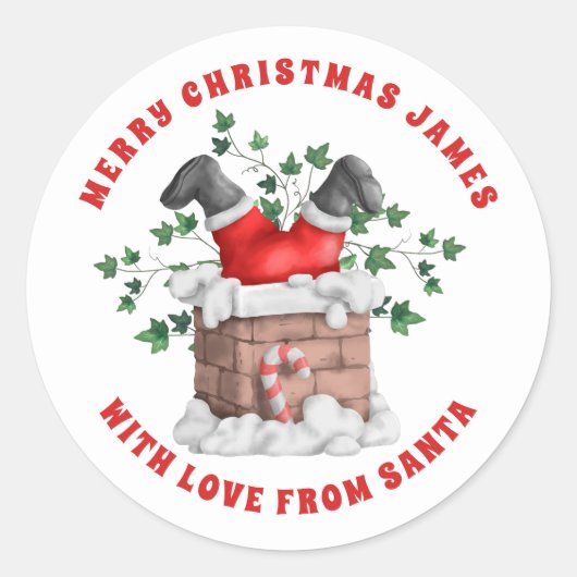 Vrolijk kerstfeest voor kind uit Santa Chimney Ronde Sticker (Voorkant)