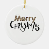 Vrolijk kerstfeest voor Leopard Pattern Lettering Keramisch Ornament (Voorkant)