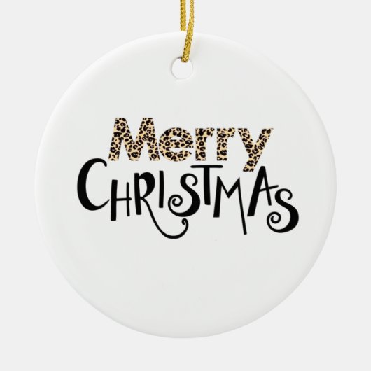 Vrolijk kerstfeest voor Leopard Pattern Lettering Keramisch Ornament (Voorkant)
