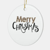 Vrolijk kerstfeest voor Leopard Pattern Lettering Keramisch Ornament (Links)