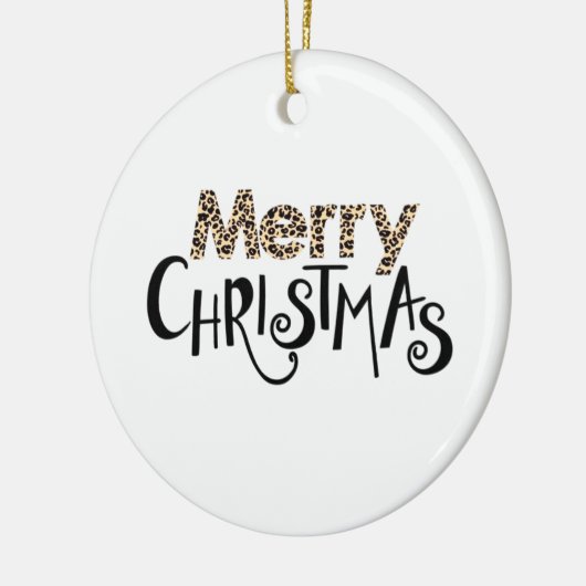 Vrolijk kerstfeest voor Leopard Pattern Lettering Keramisch Ornament (Links)