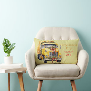 Vrolijk kerstfeest voor mijn TRUCKER VROUW Kussen