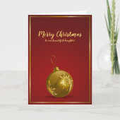Vrolijk kerstfeest voor onze dochter gouden Orname Bedankkaart (Voorkant)