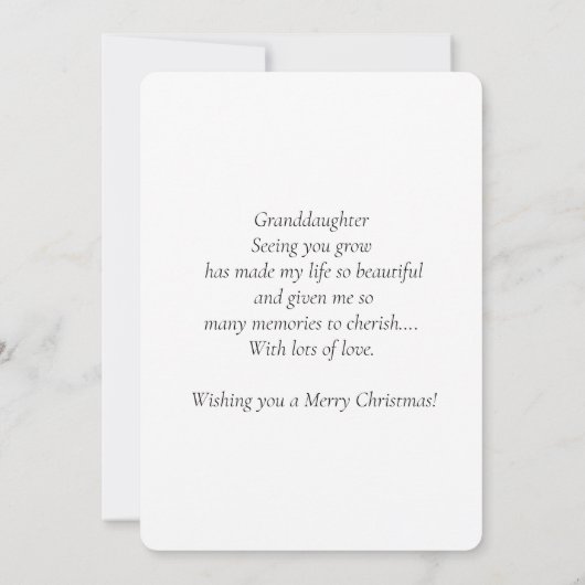 Vrolijk kerstfeest voor onze kleindochter (Achterkant)