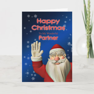 Vrolijk kerstfeest voor partner, santa in zijn sle feestdagen kaart