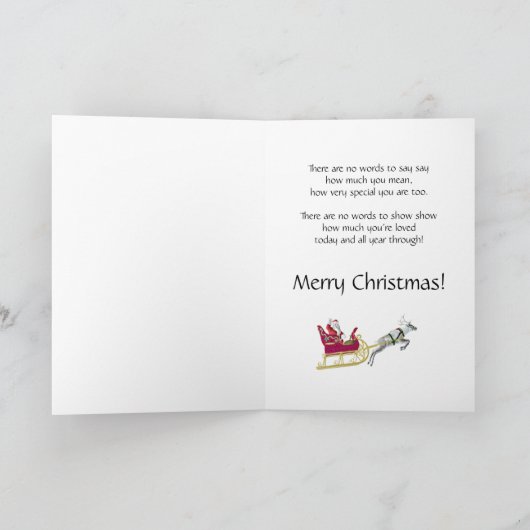 Vrolijk kerstfeest voor peetvader, Kerstman in zij Feestdagen Kaart (Binnen)