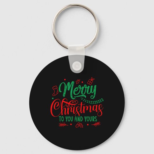 Vrolijk kerstfeest voor u en de uwe sleutelhanger (Voorkant)