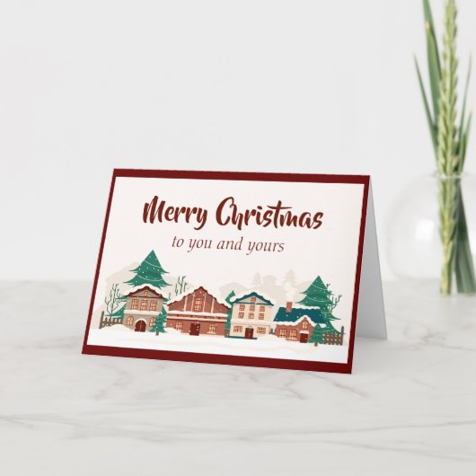 Vrolijk kerstfeest voor u en uw  dorp feestdagen kaart (Voorkant)