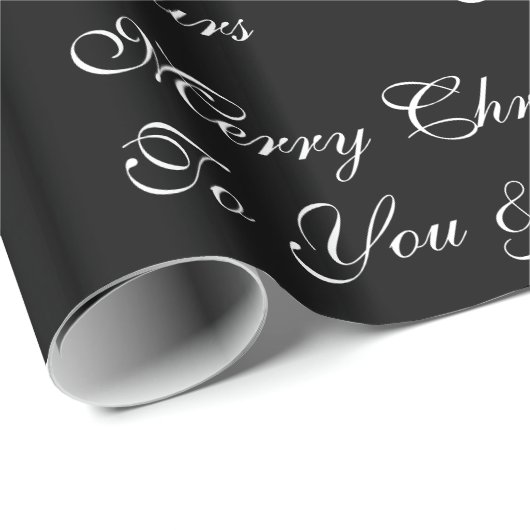 Vrolijk kerstfeest voor u en uw zwart wit cadeaupapier (Rol Hoek)